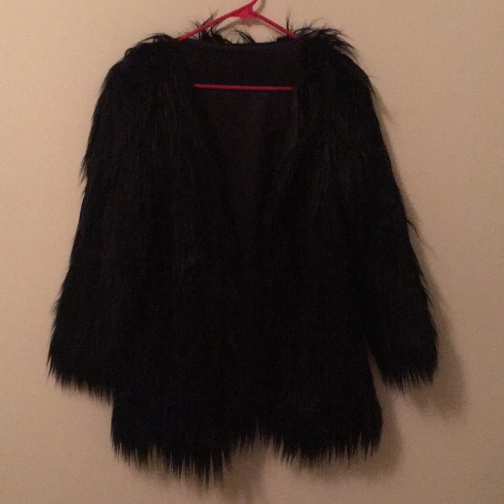 NWT black faux fur coat